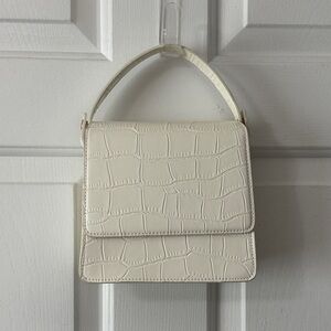 Stylish Cream Croc-Embossed Print Mini Bag